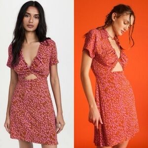 NWT- Free People Masaille Mini Dress leopard print dress